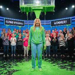 Blond girl bleu pants light bleu hoodie white sneakers