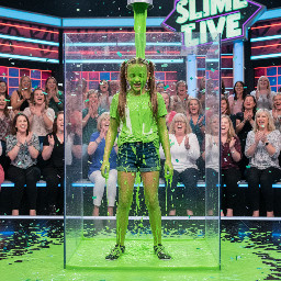 Tween girl with straight brown hair in two high pigtails (not braided). She has a timid laugh of embarressment.