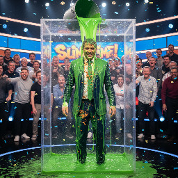 Suit covered in baked beans