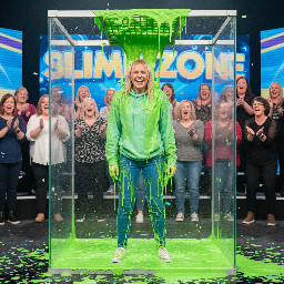 Blond girl bleu pants light bleu hoodie white sneakers