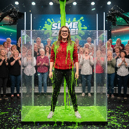 Girl Brown hair glasses 19 years red hoodie black pants white shoes