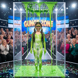 Young girl with rectangular lenses glasses and straight flowing hair in low pigtails. Dressed in white dance clothes. Shy smile.