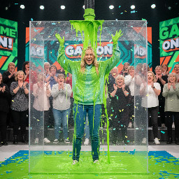 Blond girl bleu pants light bleu hoodie white sneakers