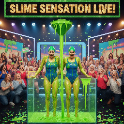 Two female swimmers in one piece swimsuits and latex swim caps.