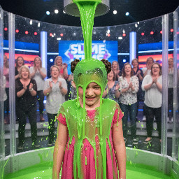 9 year old white girl with her dark brown hair in two braided hair buns. Wearing simple full-pink dress. Embarrassed. Close up on face.