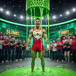 muscular gymnast similar to felix dolci from Canada, looking confident, wearing red and white competition outfit