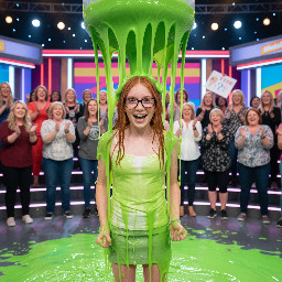 A young tween girl. She has neck-level straight copper-ginger hair. She has glasses with thin  as well as braces. She has sharp facial features, hazel eyes and a heart shaped face dotted with freckles. She is wearing a short skirt and a white spagetti strap shirt. She has here mouth open in playful surprise and her fists are clenched. Photorealistic.