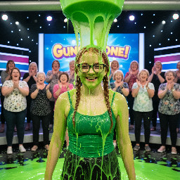 Teen girl with short ginger hair in two braids ending above her shoulders, wearing glasses with thick frames. She is wearing a green spagetti strap top over black bra. Close up.