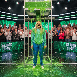 Blond girl bleu pants light bleu hoodie white sneakers